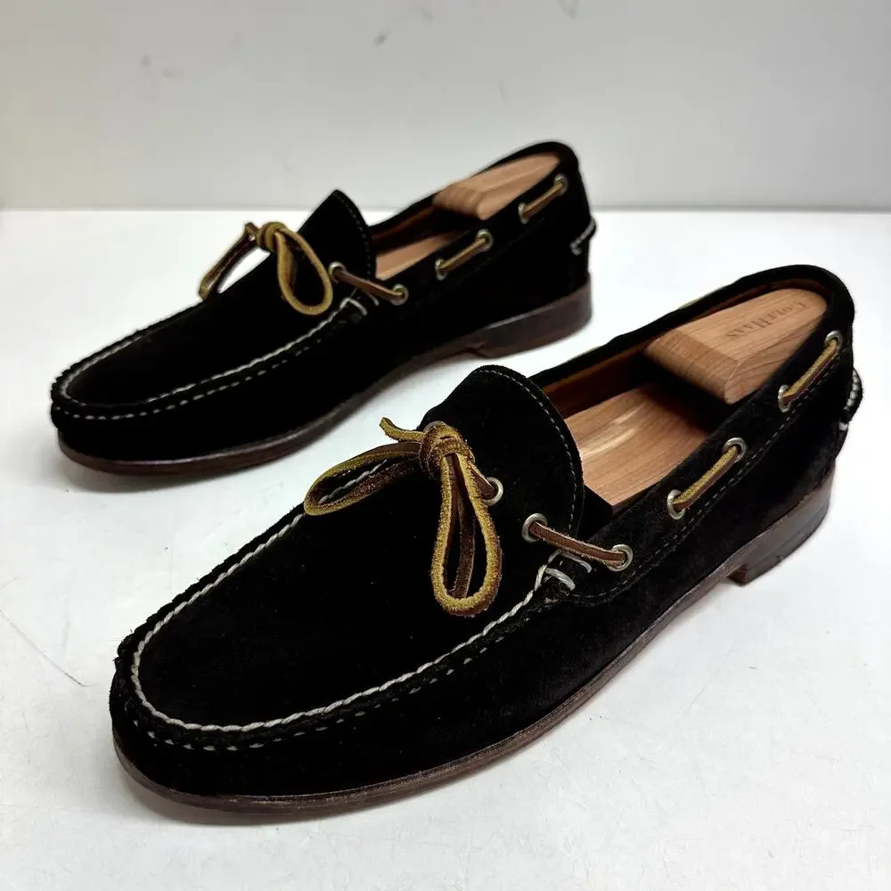 EUC RARE Rancourt & Co. Dark Brown Suede Moc Loafer Handsewn Made in USA 10